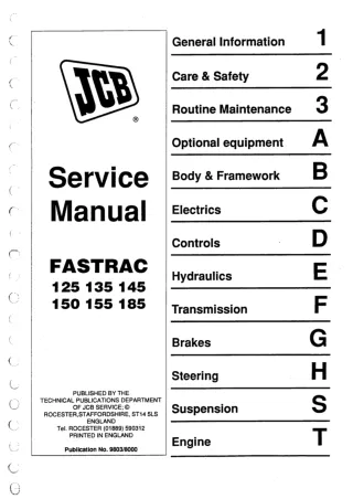 JCB 135 FASTRAC Service Repair Manual
