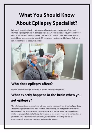 What You Should Know About Epilepsy Specialist?