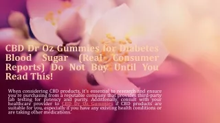 CBD Dr Oz Gummies for Diabetes Blood Sugar