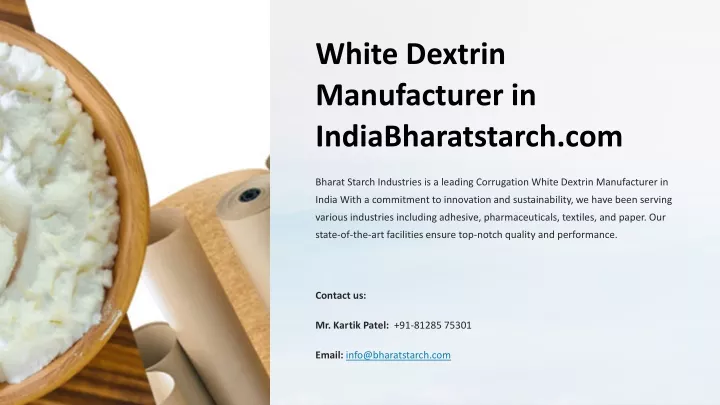 white dextrin manufacturer in indiabharatstarch