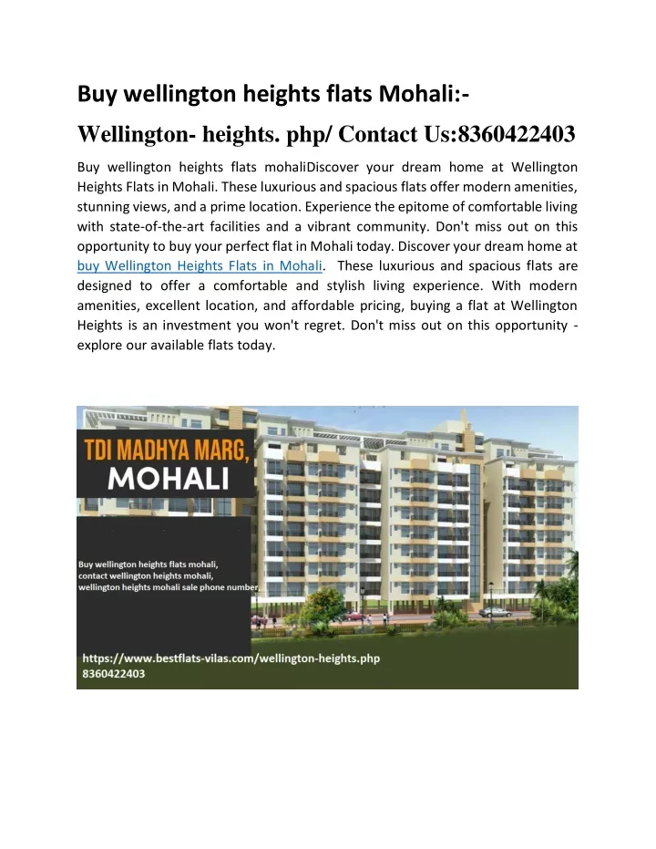 buy wellington heights flats mohali wellington