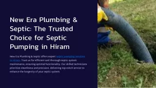 New Era Plumbing & Septic The Trusted Choice for Septic Pumping in Hiram