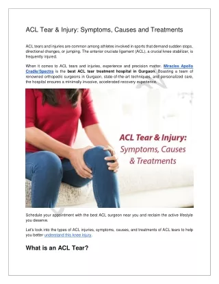 ACL Tear & Injury Symptoms, Causes and Treatments