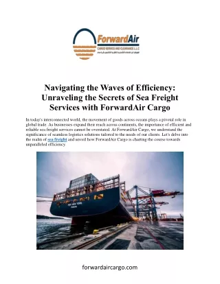 Navigating the Waves of Efficiency:  Unraveling the Secrets of Sea Freight  Serv