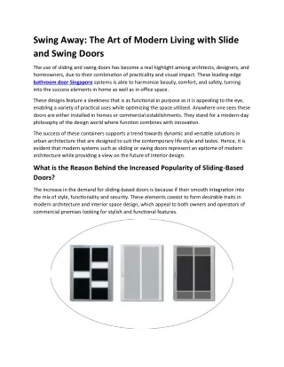 Swing Away The Art of Modern Living with Slide and Swing Doors