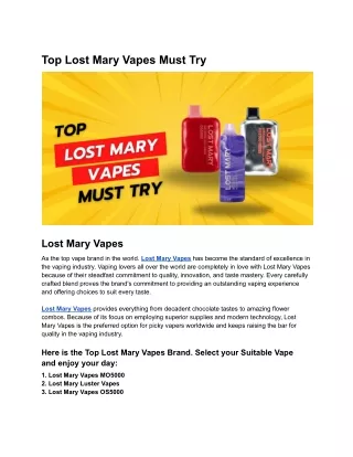 Top lost mary vape flavors in 2024