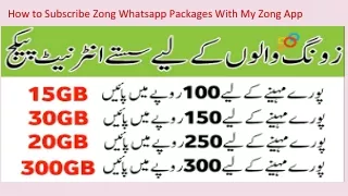 how to subscribe zong whatsapp packages with