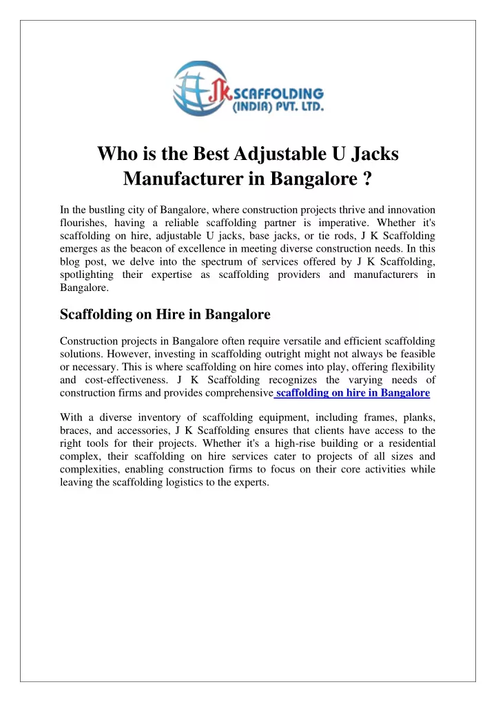 who is the best adjustable u jacks manufacturer