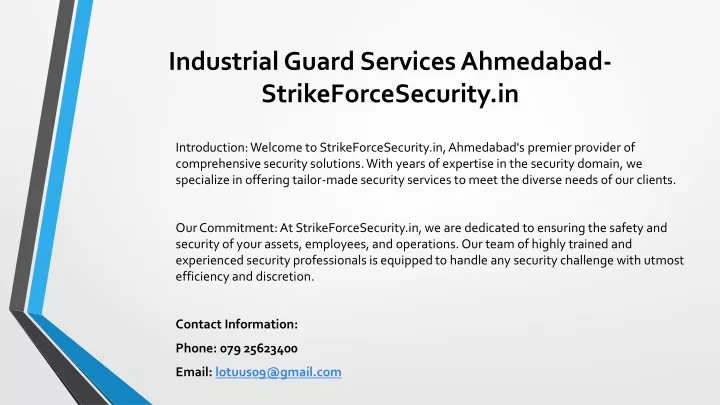 industrial guard services ahmedabad strikeforcesecurity in