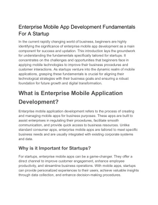 enterprise mobile app development fundamentals