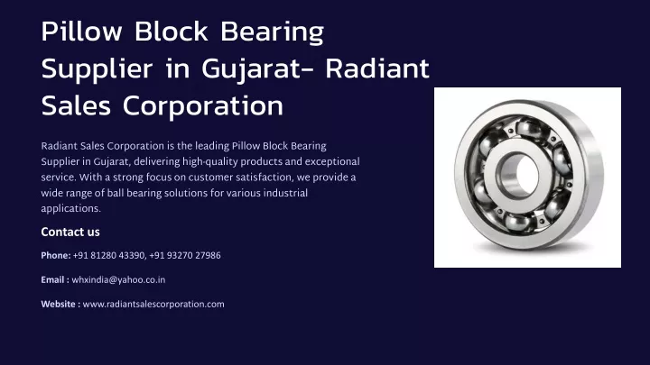 pillow block bearing supplier in gujarat radiant