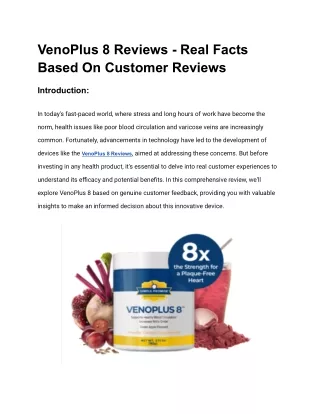 VenoPlus 8 Reviews - Real Facts Based On Customer Reviews