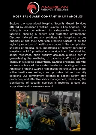 Guardians of Health: Hospital Security Guard Company in Los Angeles