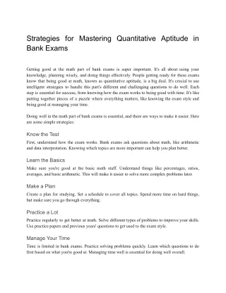 Strategies for Mastering Quantitative Aptitude in Bank Exams