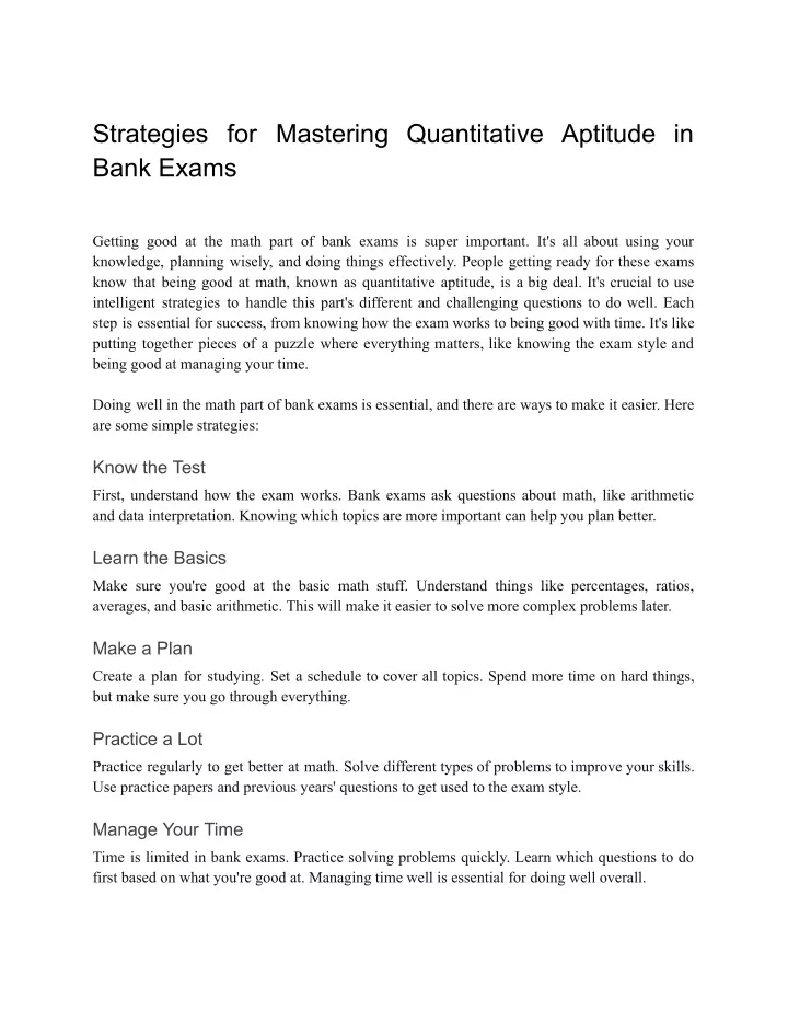 strategies for mastering quantitative aptitude