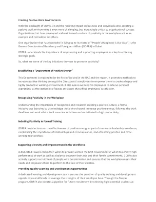 creating positive work environments
