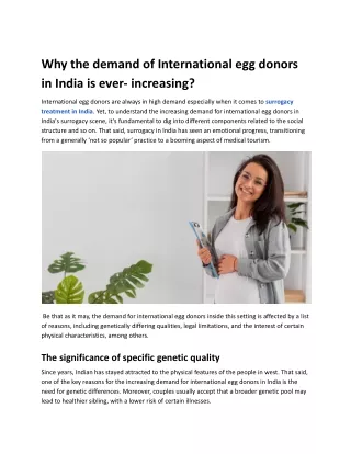Why the demand of International egg donors in India is ever- increasing?