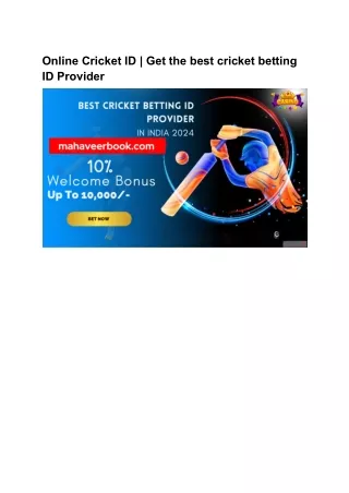 Online Cricket ID _ Get the best cricket betting ID Provider