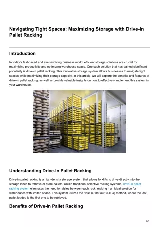 Navigating Tight Spaces Maximizing Storage with Drive-In Pallet Racking