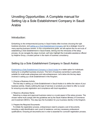 Unveiling Opportunities_ A Complete manual for Setting Up a Sole Establishment Company in Saudi Arabia