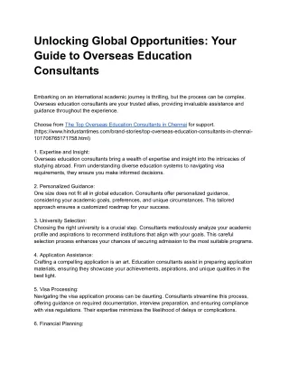 Unlocking Global Opportunities_ Your Guide to Overseas Education Consultants