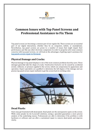 Common Issues with Top Panel Screens and Professional Assistance to Fix Them