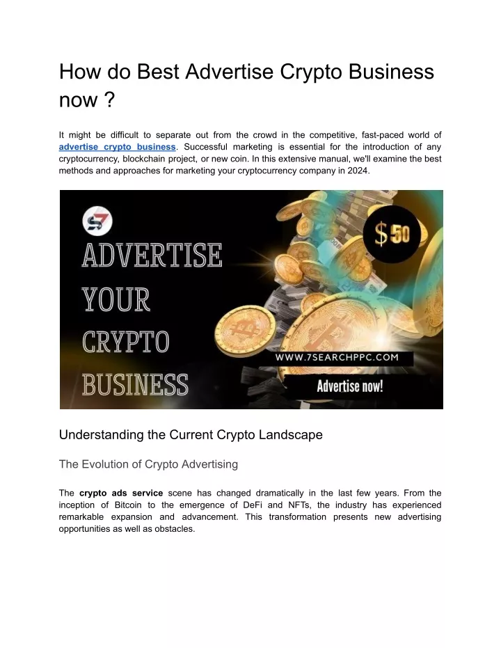 how do best advertise crypto business now