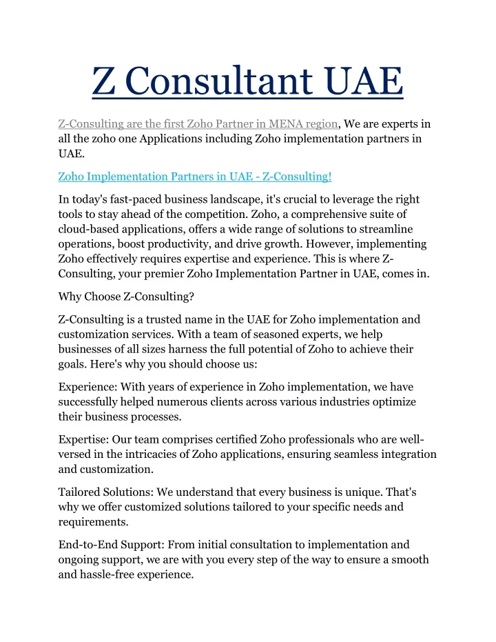 z consultant uae