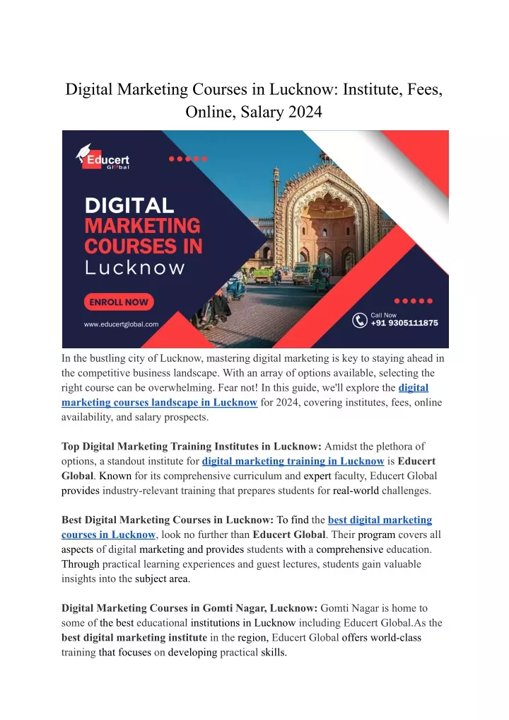 digital marketing courses in lucknow institute