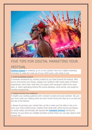 Five Tips for Digital Marketing Your Festival