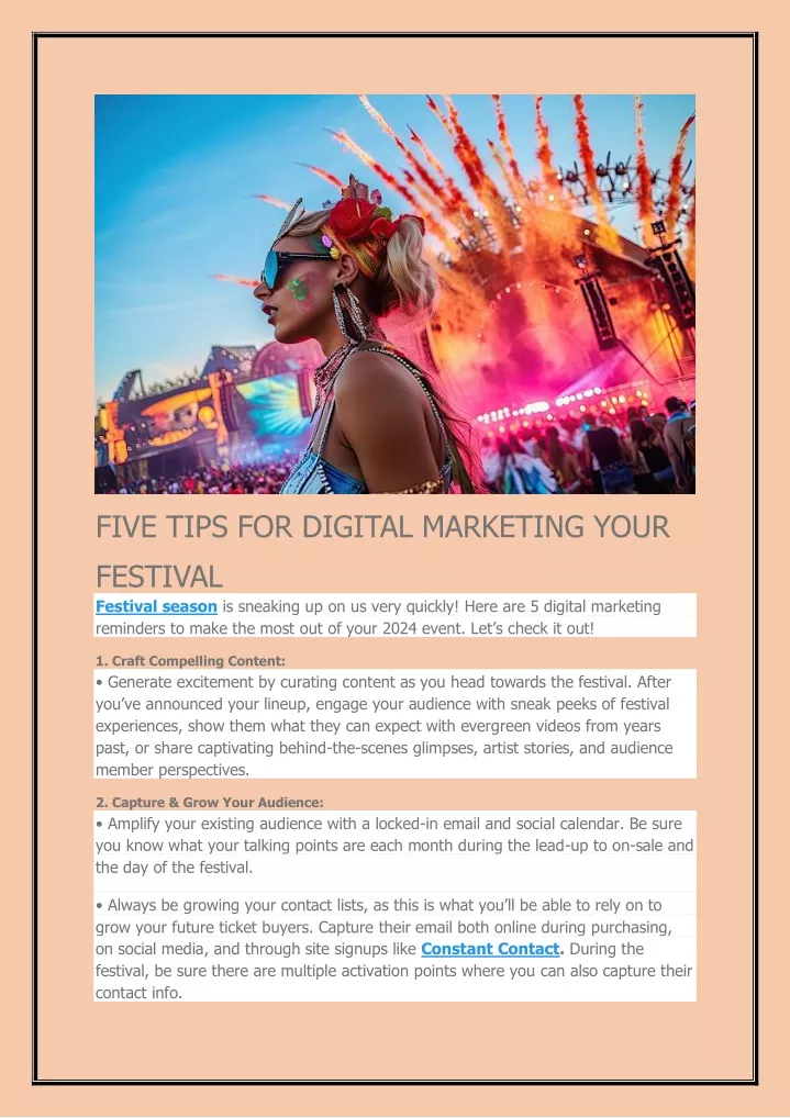 five tips for digital marketing your festival