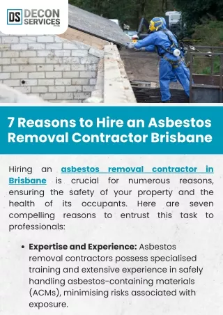 7 Reasons to Hire an Asbestos Removal Contractor Brisbane