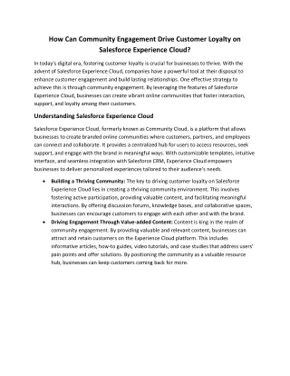 How Community Engagement Drive Customer Loyalty on Salesforce Experience Cloud