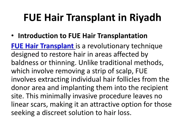 fue hair transplant in riyadh