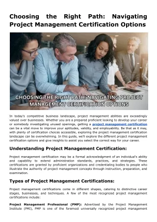 Choosing the Right Path: Navigating Project Management Certification Options