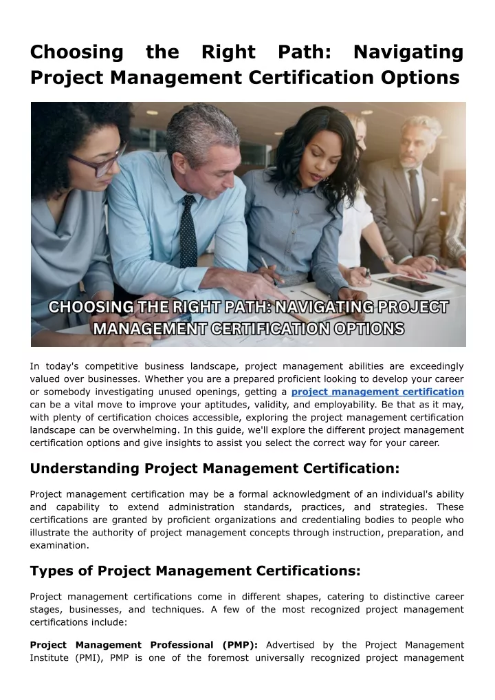 choosing project management certification options
