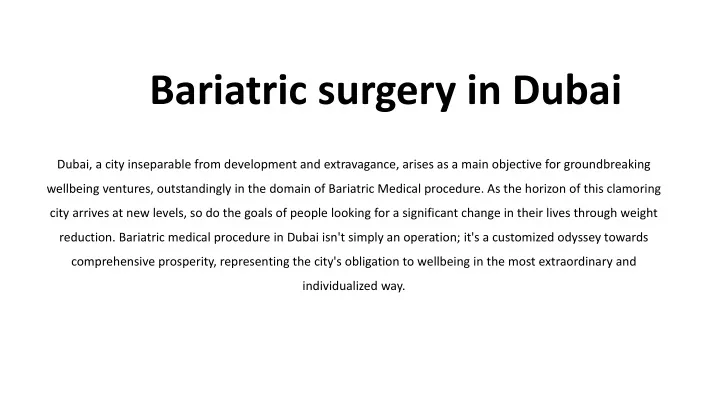 bariatric surgery in dubai