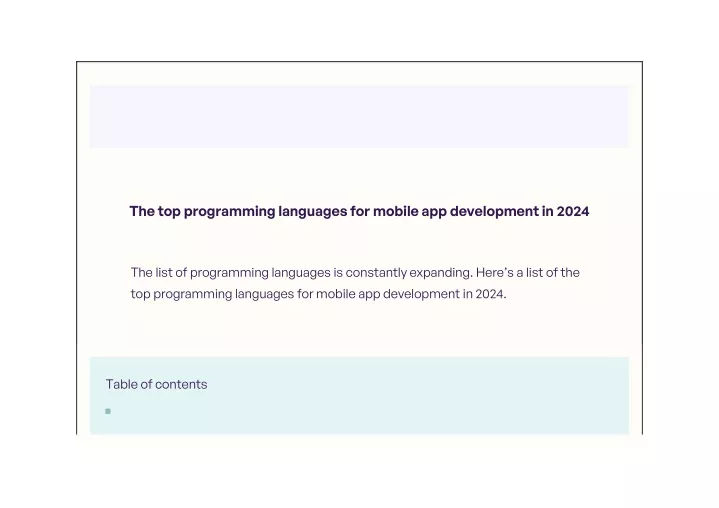 the top programming languages for mobile