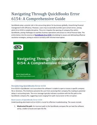 Navigating Through QuickBooks Error 6154 A Comprehensive Guide