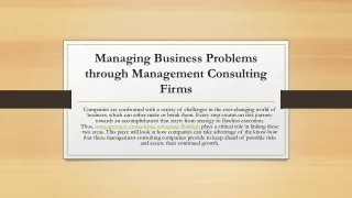 Managing Business Problems through Management Consulting Firms