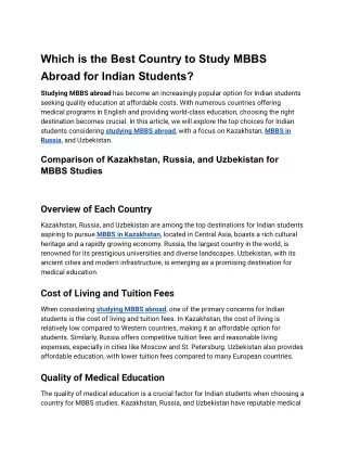 Which is the Best Country to Study MBBS Abroad for Indian Students_