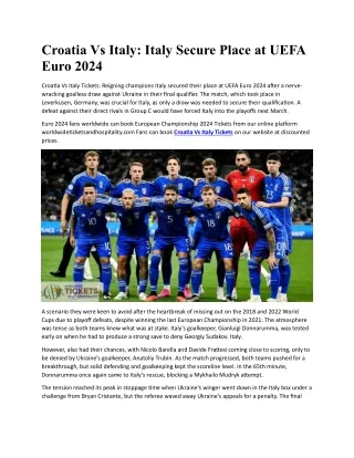 Croatia Vs Italy Italy Secure Place at UEFA Euro 2024