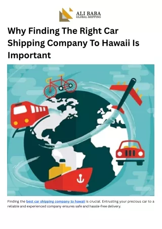Why Finding The Right Car Shipping Company To Hawaii Is Important