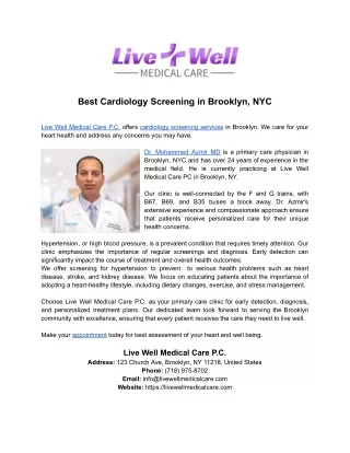 Cardiology Screening in Brooklyn