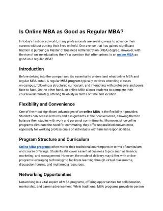 Is Online MBA as Good as Regular MBA_