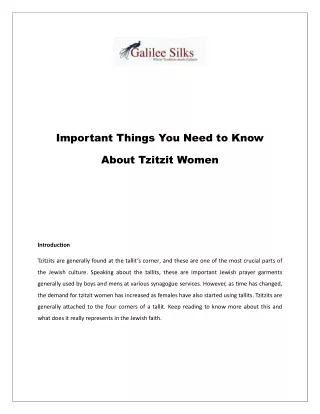 Important Things You Need to Know About Tzitzit Women