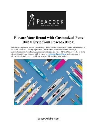 Make Your Mark with Customized Pens in Dubai by PeacockDubai