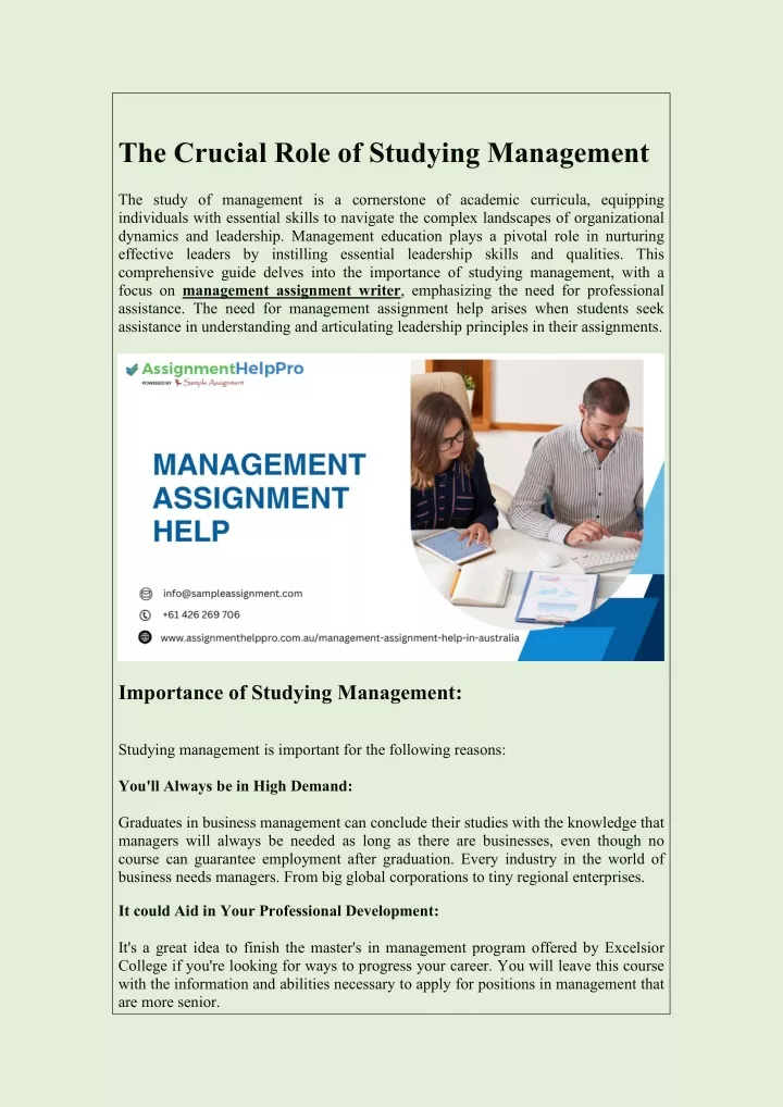 the crucial role of studying management