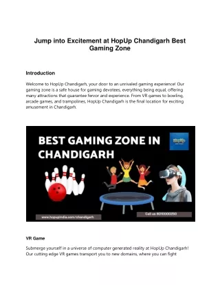 Jump into Excitement at HopUp Chandigarh Best Gaming Zone