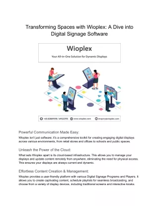 Transforming Spaces with Wioplex_ A Dive into Digital Signage Software